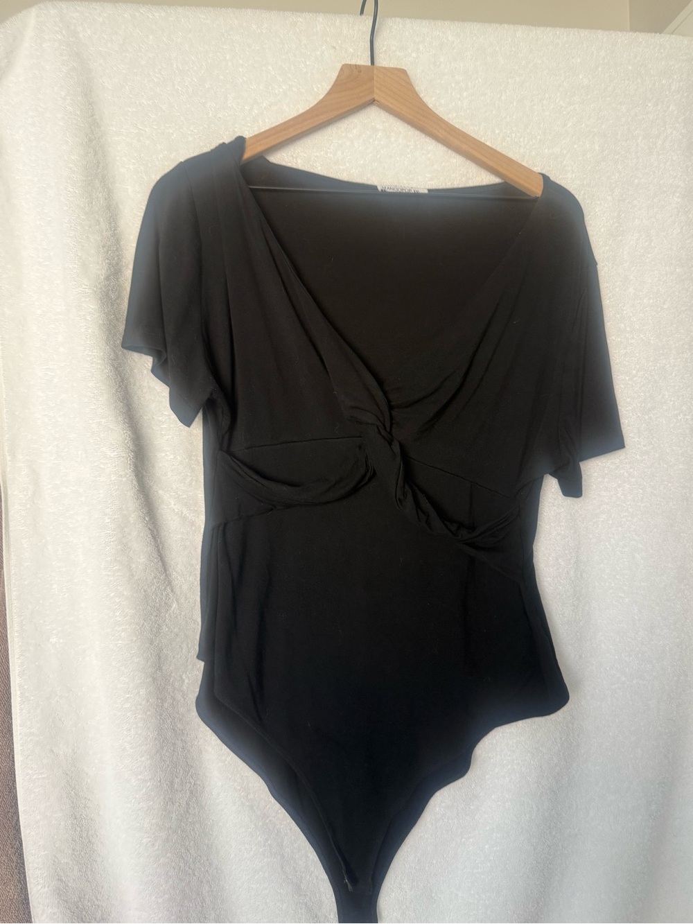 Black Twist-Front Women's Bodysuit by